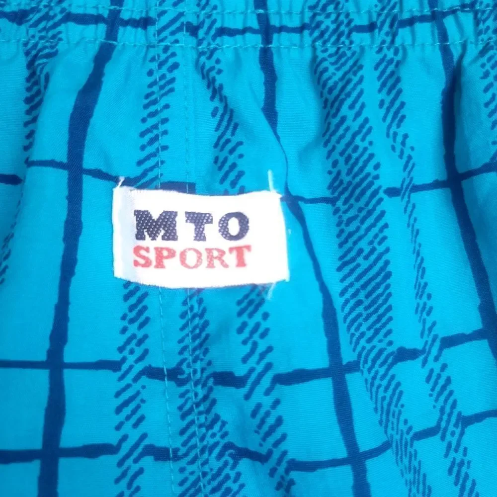 Vintage MTO Sport Swim Trunks Shorts Blue Turquoise Size Lg